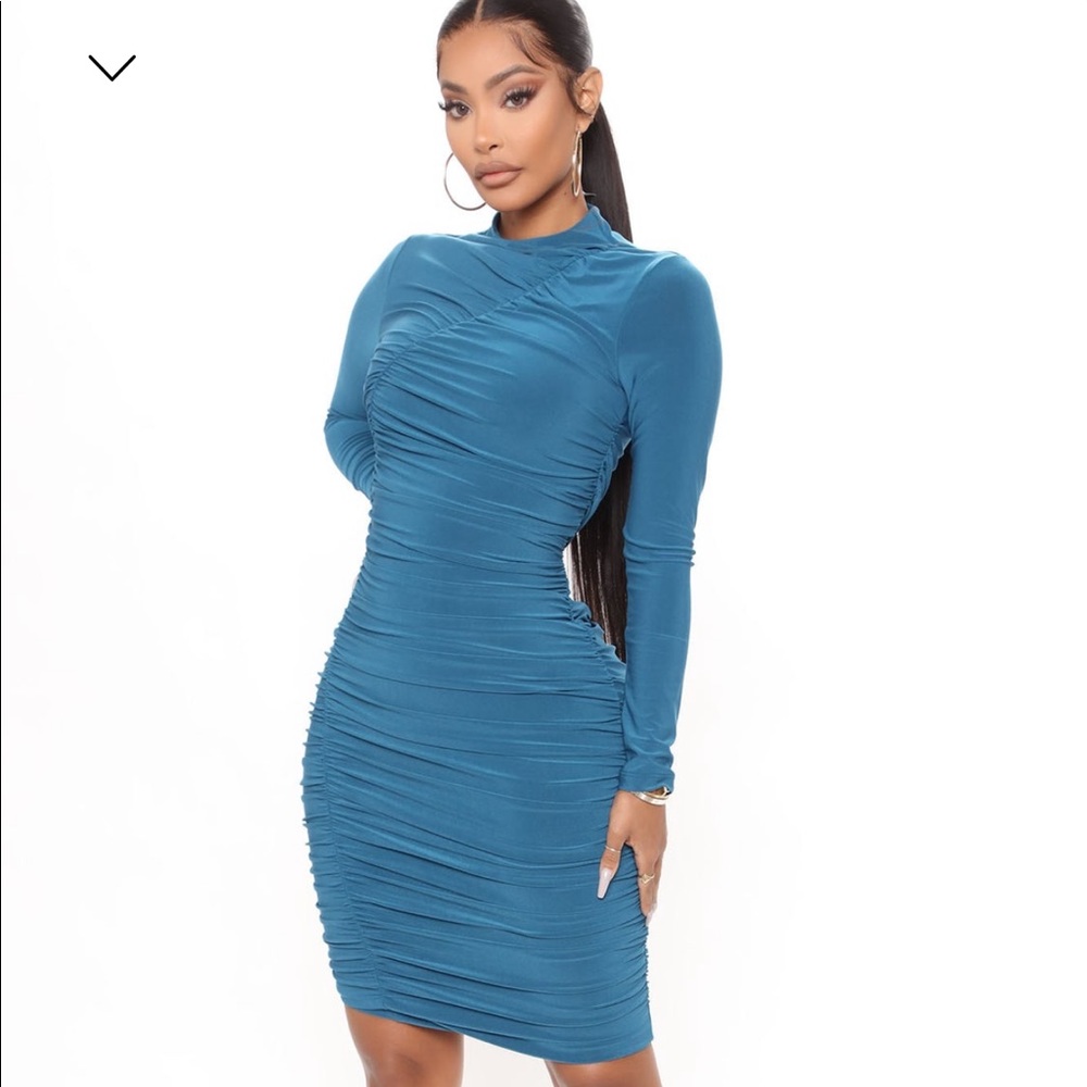 Fashion Nova teya ruched midi dress